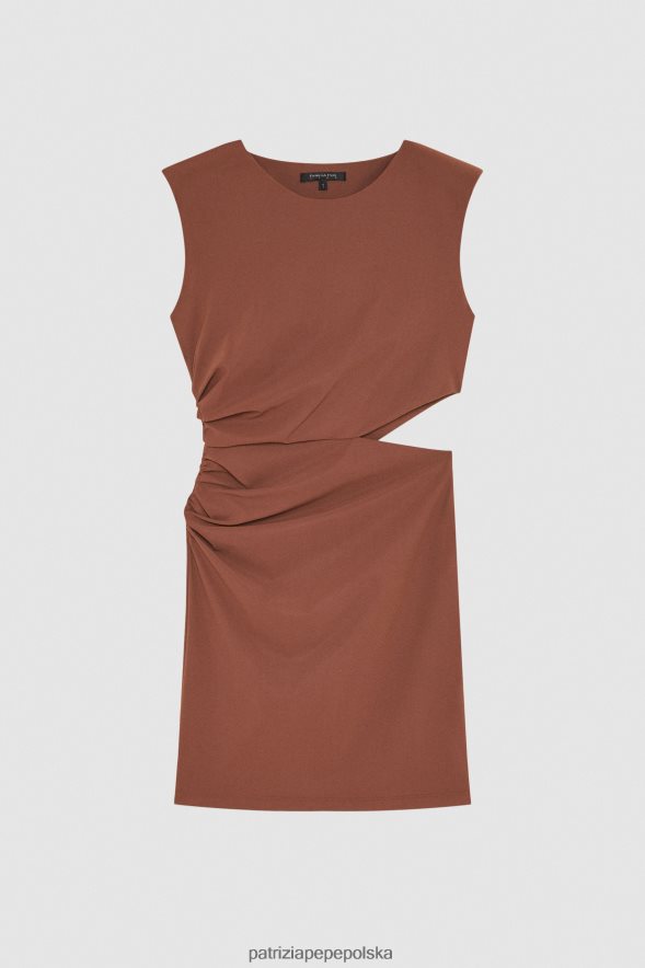 strój Patrizia Pepe gorzka czekolada kobiety Sukienka mini z jerseyu 866488484