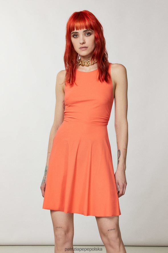 strój Patrizia Pepe intensywny koral kobiety niezbędna krótka sukienka 866488355