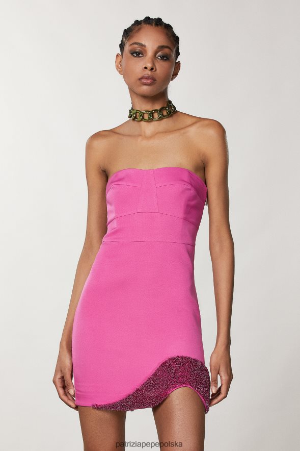 strój Patrizia Pepe jasnofioletowa orchidea kobiety ręcznie haftowana sukienka 866488522