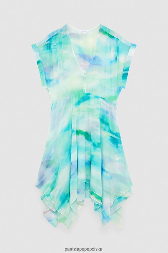 strój Patrizia Pepe kamuflaż wodny kobiety asymetryczna sukienka z szyfonu 866488199
