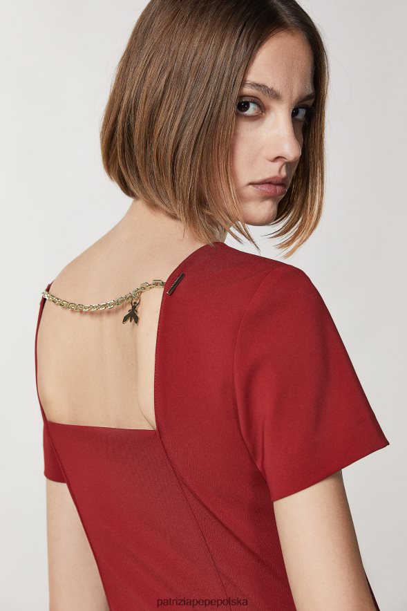 strój Patrizia Pepe marsjańska czerwień kobiety niezbędna sukienka z krepy 86648891