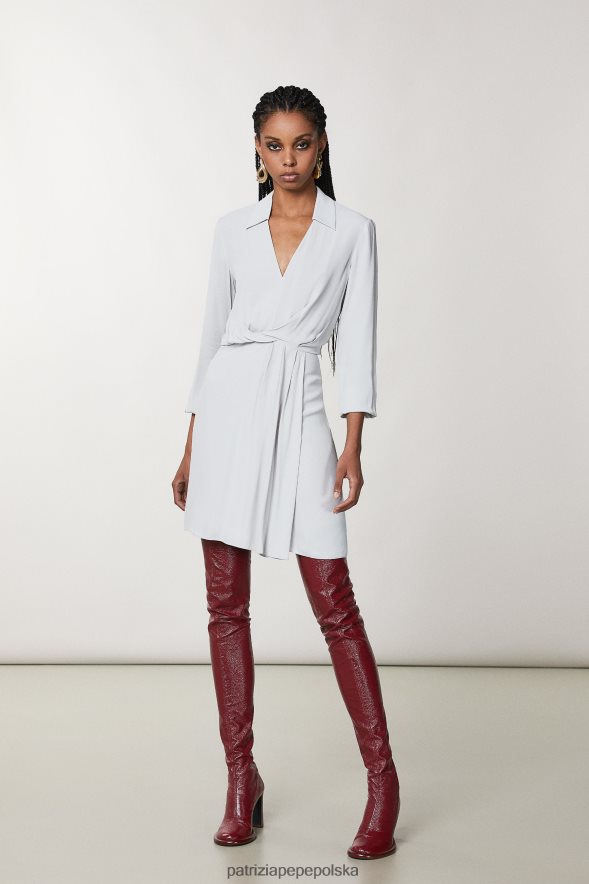 strój Patrizia Pepe mineralny szary kobiety Sukienka mini z krepy 86648864