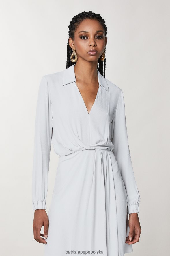 strój Patrizia Pepe mineralny szary kobiety Sukienka mini z krepy 86648864