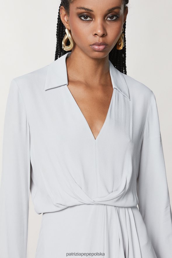 strój Patrizia Pepe mineralny szary kobiety Sukienka mini z krepy 86648864