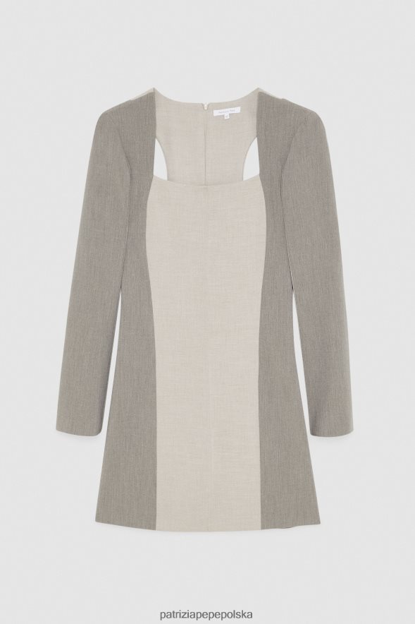strój Patrizia Pepe naturalna mieszanka kobiety sukienka mini z długim rękawem 866488424