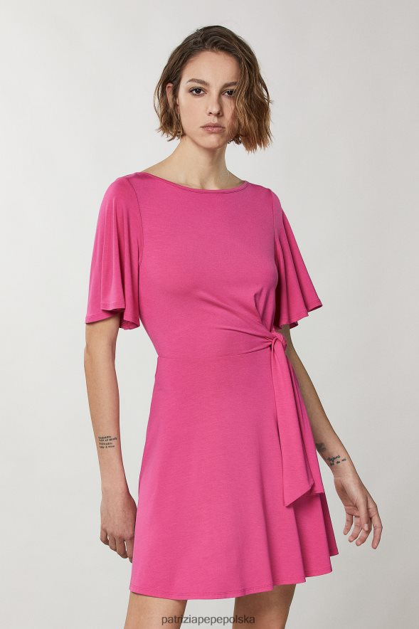 strój Patrizia Pepe płatek fuksji kobiety sukienka mini z dekoltem w łódkę 866488248