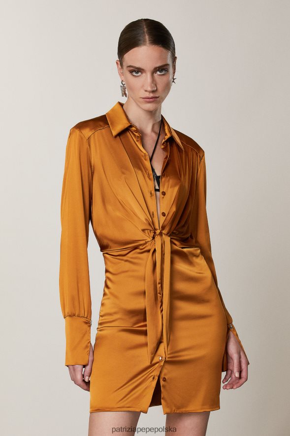 strój Patrizia Pepe pikantny brąz kobiety mini sukienka koszulowa 866488539