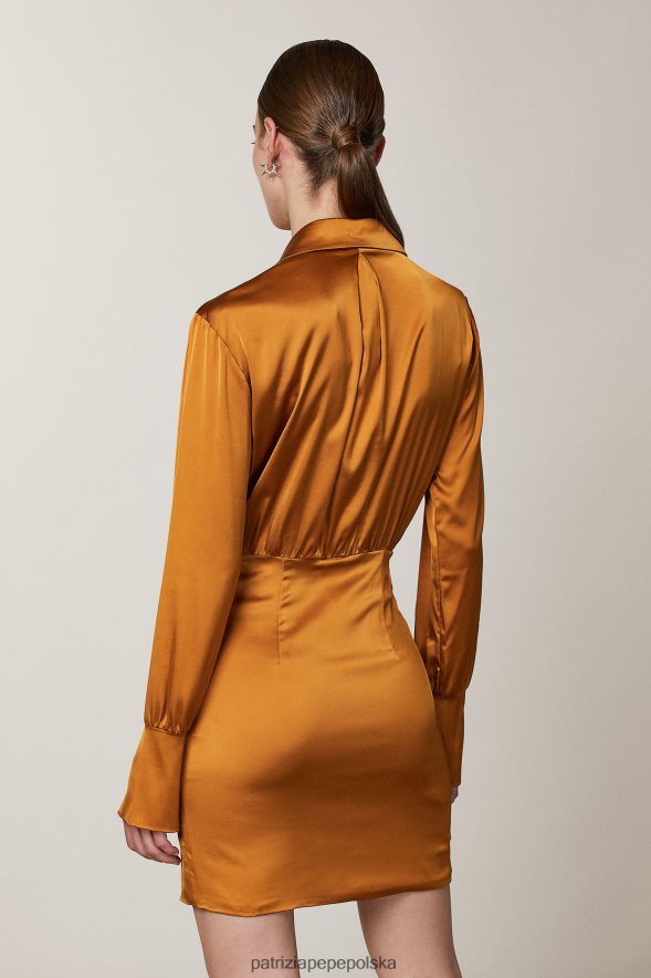 strój Patrizia Pepe pikantny brąz kobiety mini sukienka koszulowa 866488539