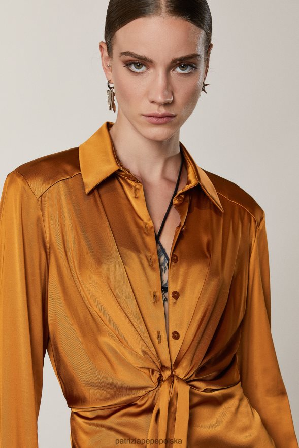 strój Patrizia Pepe pikantny brąz kobiety mini sukienka koszulowa 866488539