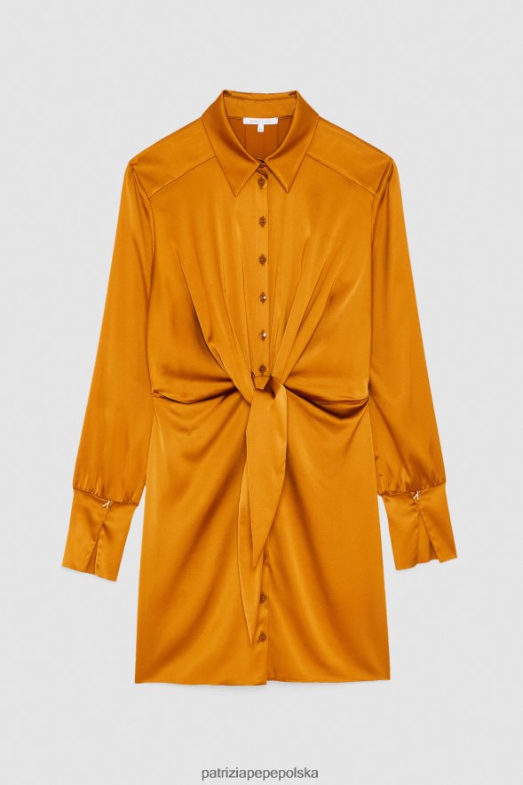 strój Patrizia Pepe pikantny brąz kobiety mini sukienka koszulowa 866488539