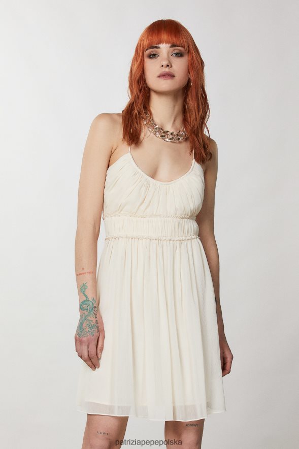strój Patrizia Pepe pościel biała kobiety plisowana sukienka mini 866488212