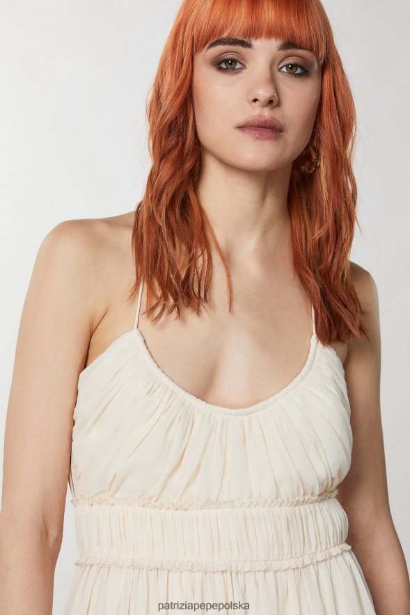 strój Patrizia Pepe pościel biała kobiety plisowana sukienka mini 866488212