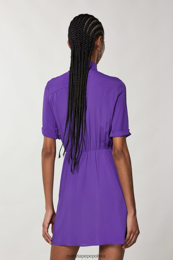 strój Patrizia Pepe seksowny fiolet kobiety mini sukienka koszulowa 866488692