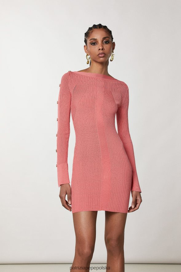 strój Patrizia Pepe soczysta brzoskwinia kobiety mini sukienka w prążki 866488505
