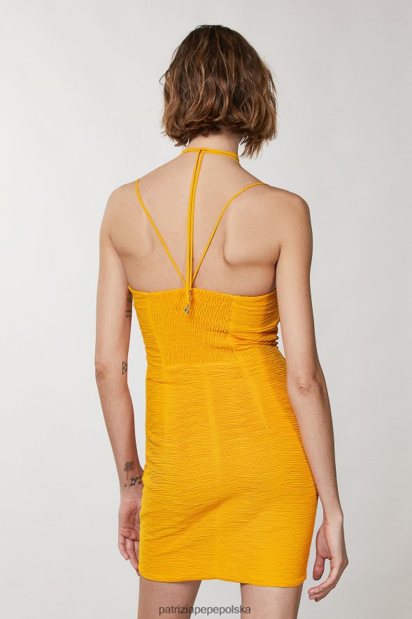 strój Patrizia Pepe soczysta pomarańcza kobiety Sukienka mini z żorżety 866488314