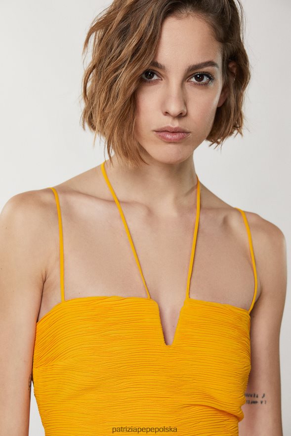 strój Patrizia Pepe soczysta pomarańcza kobiety Sukienka mini z żorżety 866488314