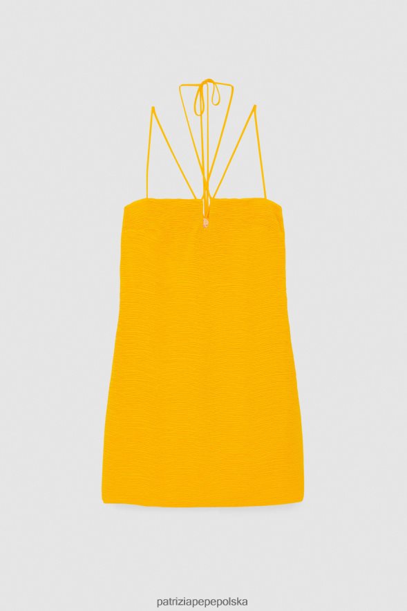 strój Patrizia Pepe soczysta pomarańcza kobiety Sukienka mini z żorżety 866488314