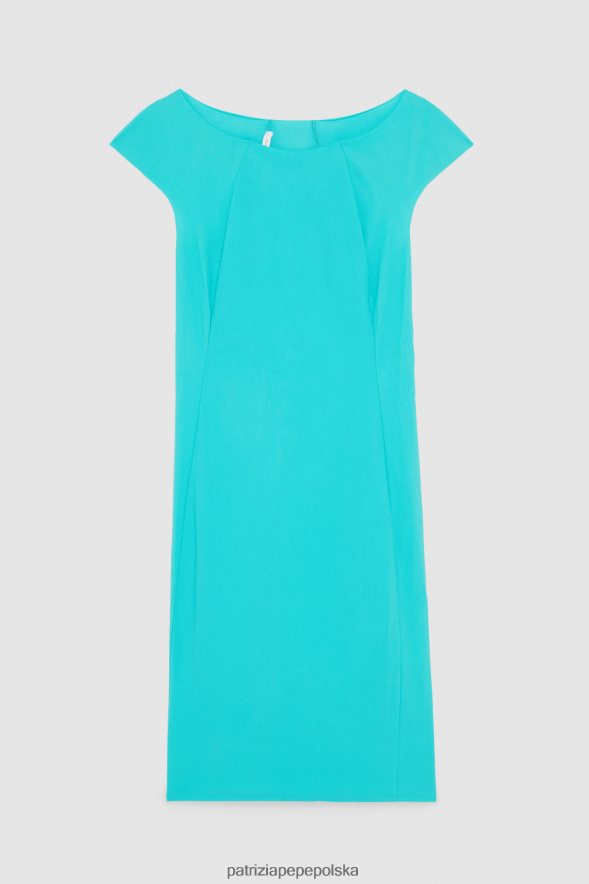 strój Patrizia Pepe wodno-zielona kobiety krótka sukienka płaszczowa 866488206