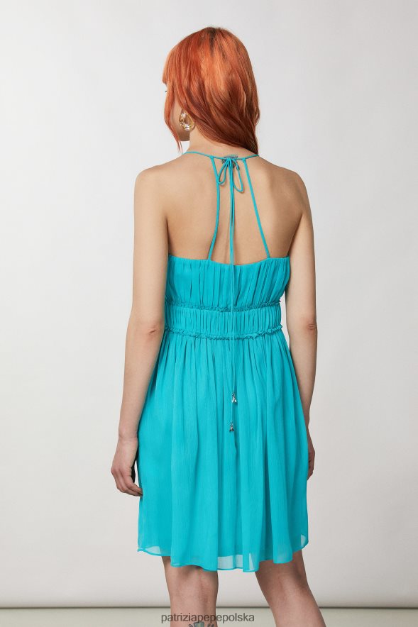 strój Patrizia Pepe wodno-zielona kobiety plisowana sukienka mini 866488210