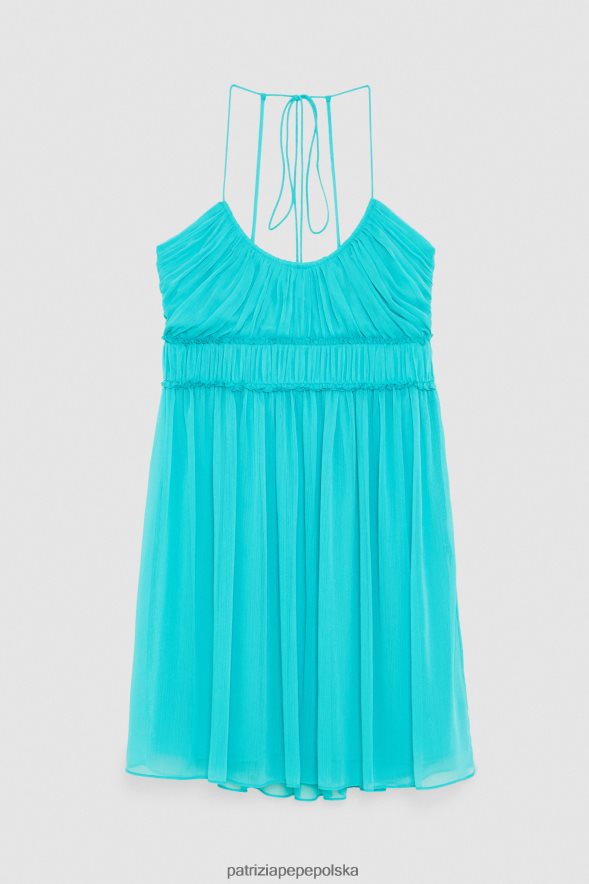 strój Patrizia Pepe wodno-zielona kobiety plisowana sukienka mini 866488210