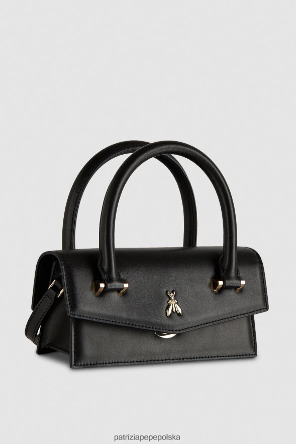 torby| Patrizia Pepe Nero kobiety skórzana mucha, bamby 866488745