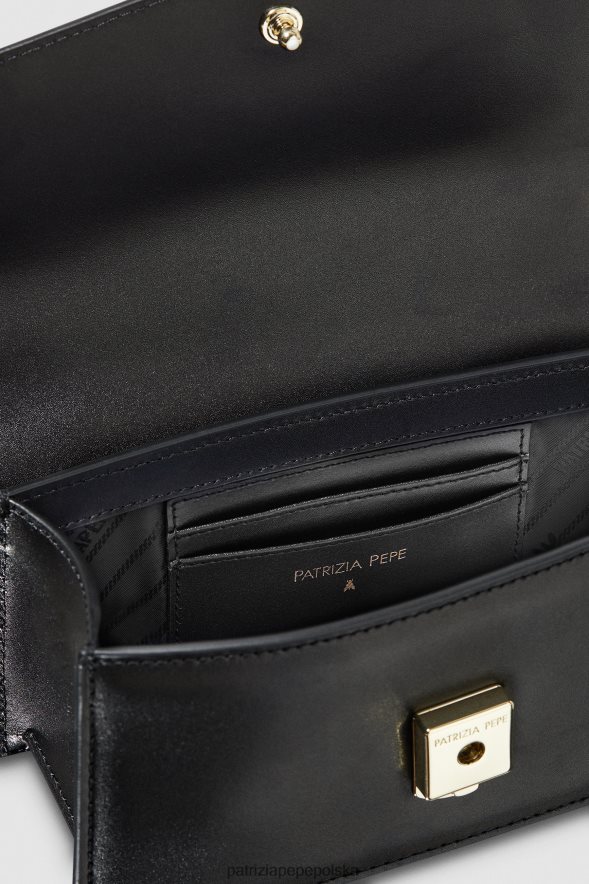 torby| Patrizia Pepe Nero kobiety skórzana mucha, bamby 866488745