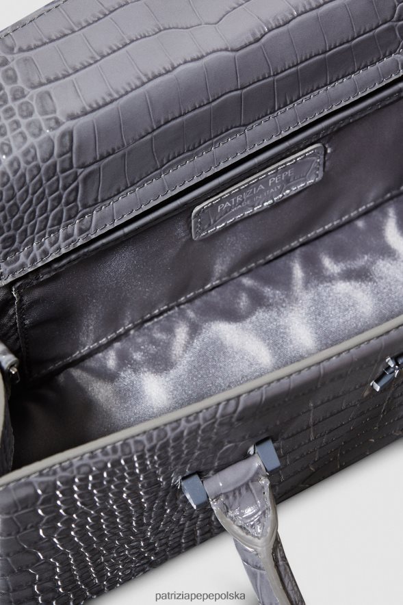 torby| Patrizia Pepe monochromatyczny szary kobiety mucha z motywem krokodyla, bamby 866488763
