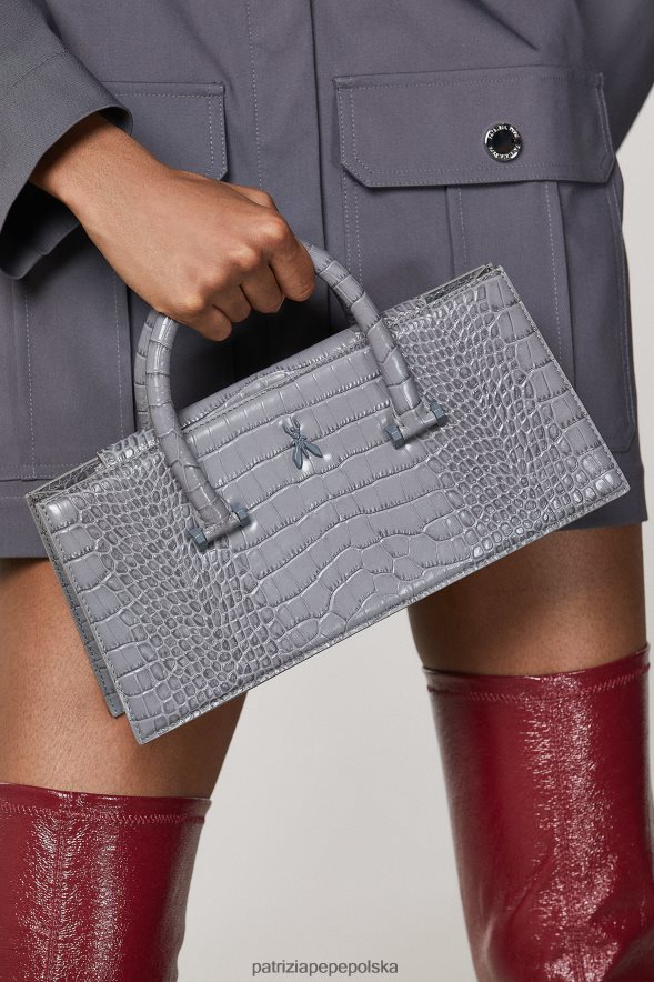 torby| Patrizia Pepe monochromatyczny szary kobiety mucha z motywem krokodyla, bamby 866488763
