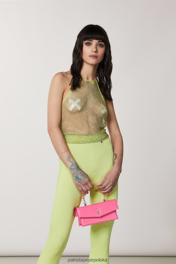 torby| Patrizia Pepe świeża fuksja kobiety latająca skóra bamby 866488733