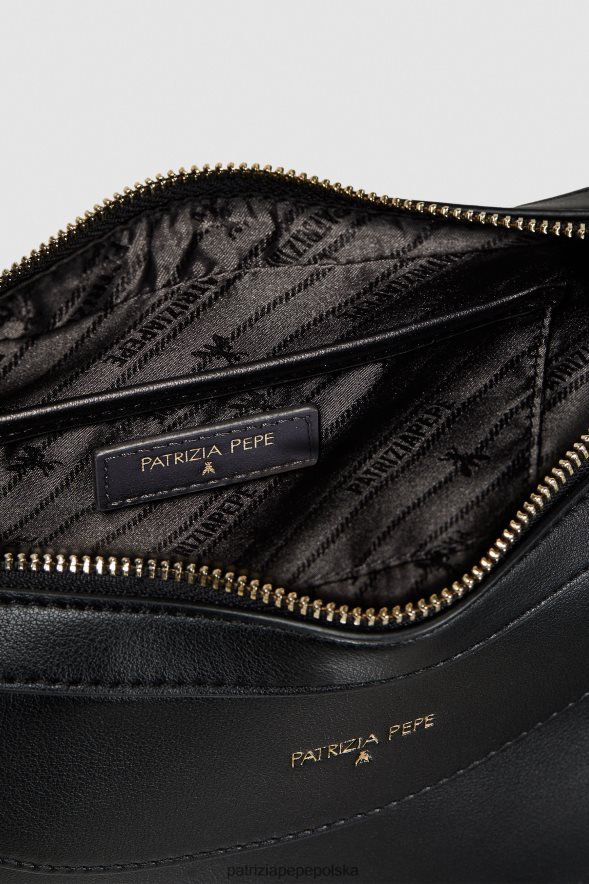 torby| Patrizia Pepe Nero kobiety torba typu hobo zapinana na zamek 866488792