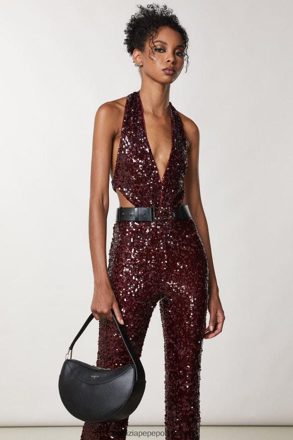 torby| Patrizia Pepe Nero kobiety torba typu hobo zapinana na zamek 866488792