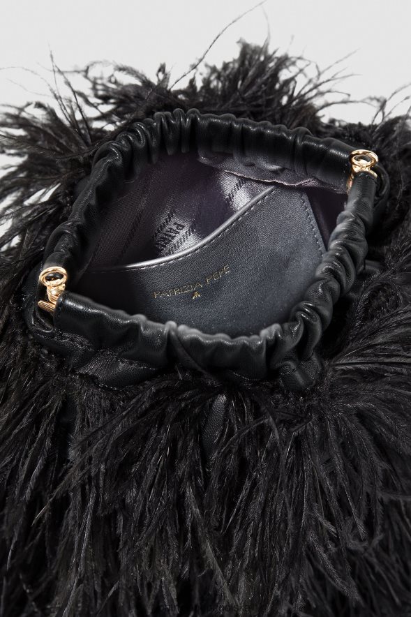 torby| Patrizia Pepe Nero kobiety torebka na ramię z piórami 866488788