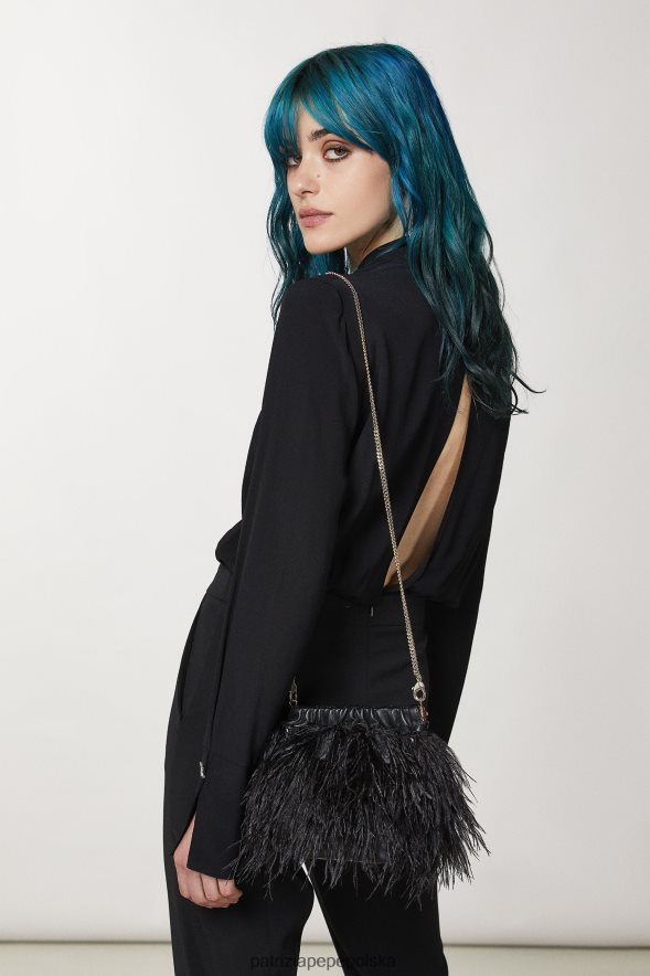 torby| Patrizia Pepe Nero kobiety torebka na ramię z piórami 866488788