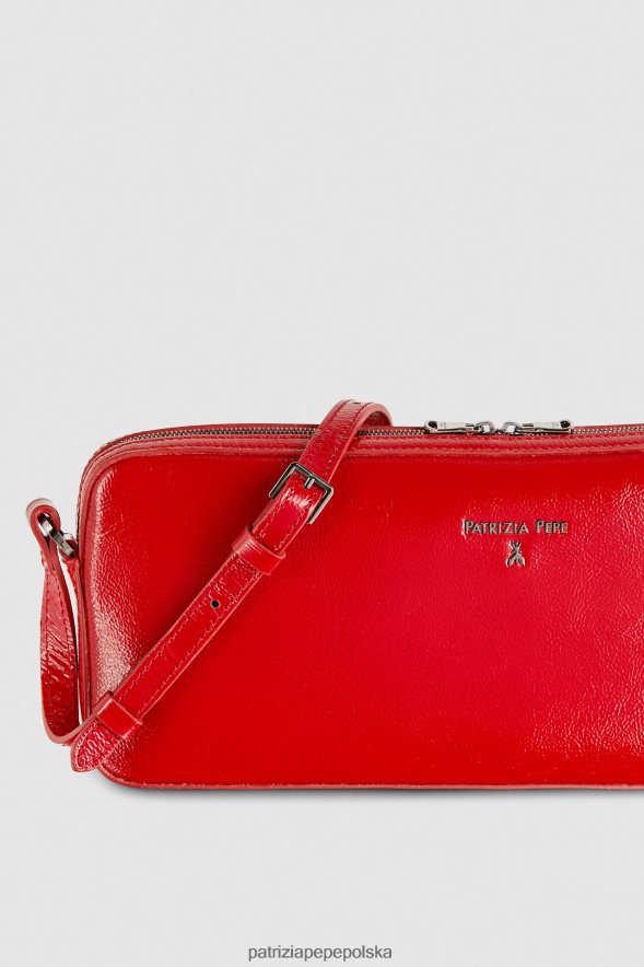 torby| Patrizia Pepe wyścigowa czerwień kobiety błyszczący skórzany futerał na aparat 866488782