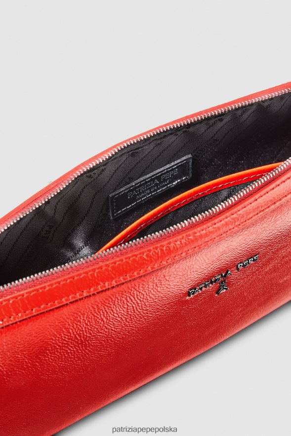 torby| Patrizia Pepe wyścigowa czerwień kobiety błyszczący skórzany futerał na aparat 866488782