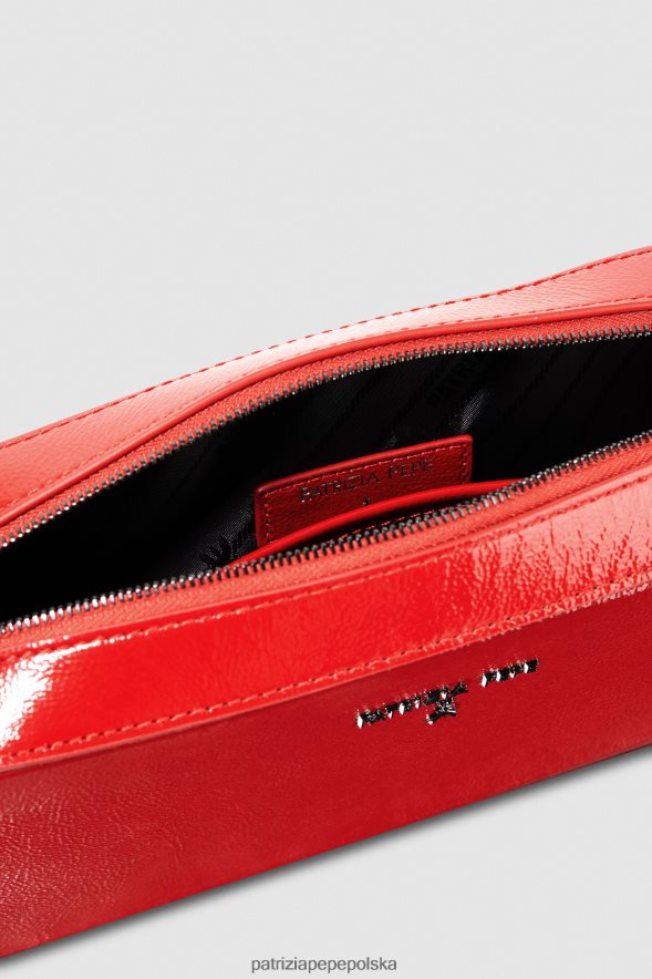 torby| Patrizia Pepe wyścigowa czerwień kobiety mini torebka na ramię zapinana na zamek 866488781
