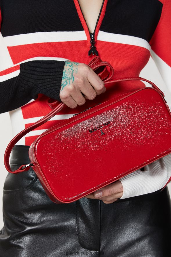 torby| Patrizia Pepe wyścigowa czerwień kobiety mini torebka na ramię zapinana na zamek 866488781