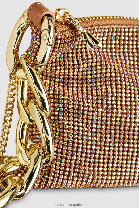 torby| Patrizia Pepe kryształ szampana kobiety Maksymalny łańcuszek z kryształkami 866488818