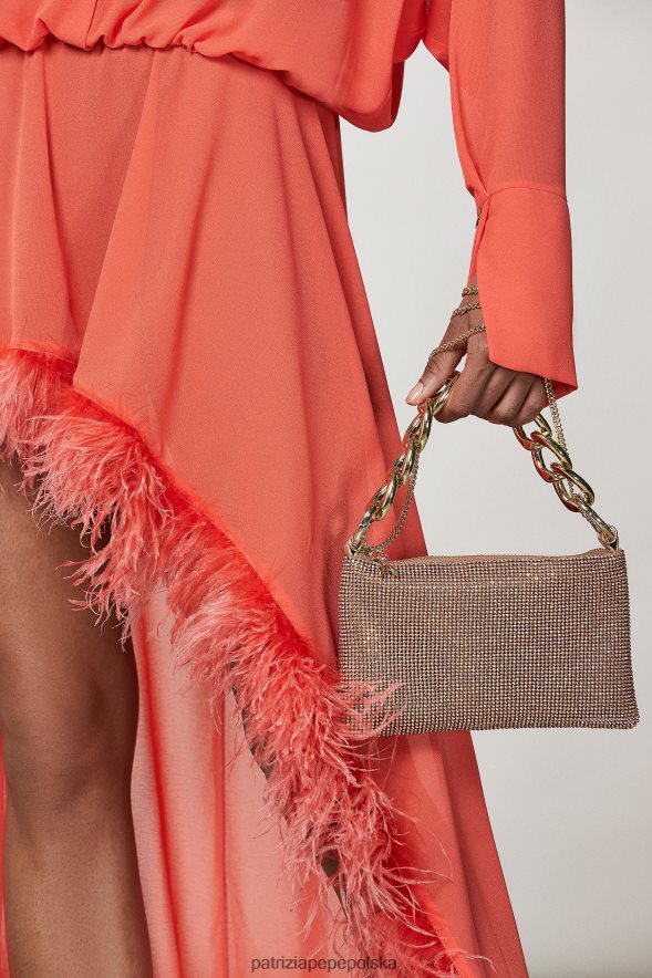 torby| Patrizia Pepe kryształ szampana kobiety Maksymalny łańcuszek z kryształkami 866488818